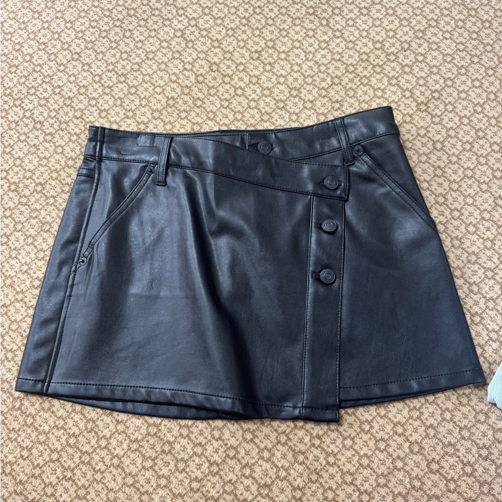 NWOT We the Free Wynne Black Leather Skirt size 26
